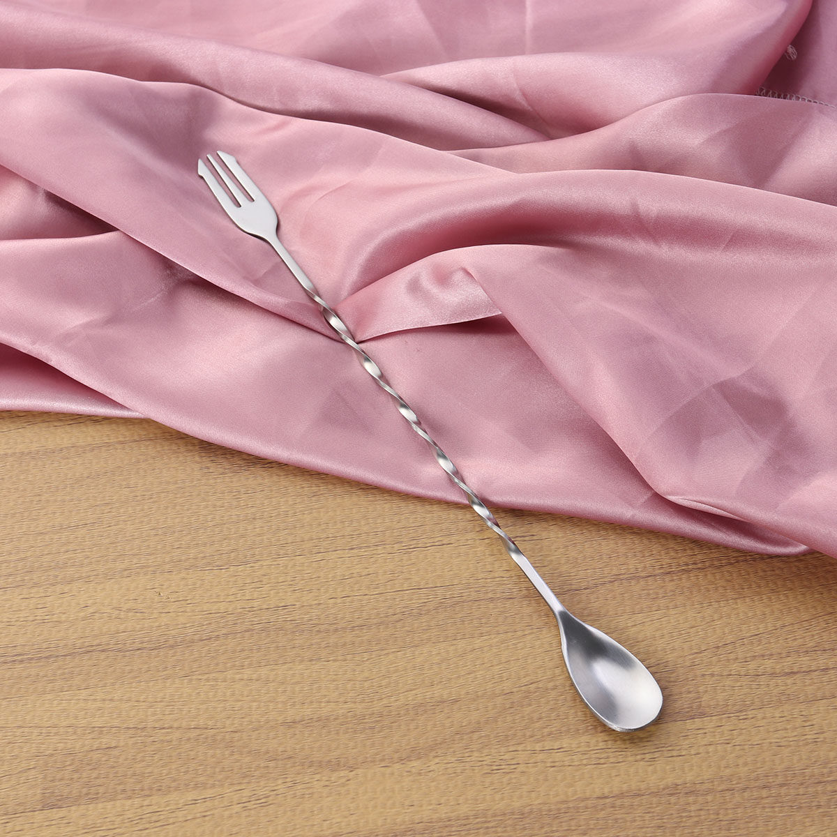 Bar Spoon Twisted - 304ステンレス製カクテルピックスプーンミキシングフォークスウィズルスティック 長さ32cm バーティー攪拌棒 カクテルツイストバーテンダー