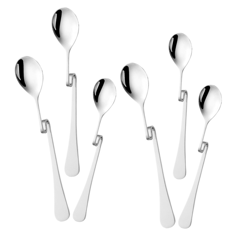 Bar Spoon Twisted - 6個入りステンレス製S字型コーヒースプーン、クリエイティブなねじりデザインの吊り下げ式攪拌スプーン、コーヒーバー、キッチン、スムージー用
