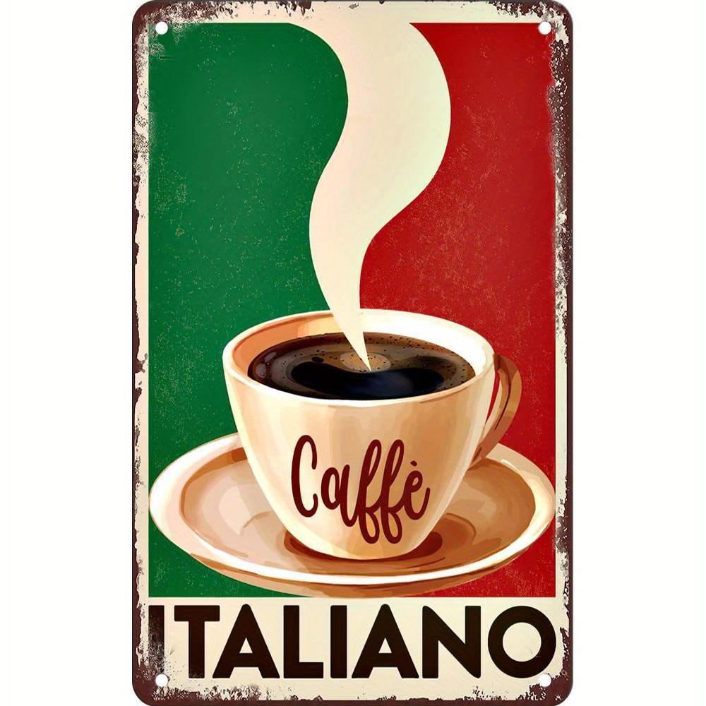 Home Bar And Coffee - アールデコ調のイタリアンコーヒーメタルティンサイン - ヴィンテージエスプレッソウォールアートプラーク、家庭、カフェ、バーの装飾に、英語、ワタリガラスの文字入り