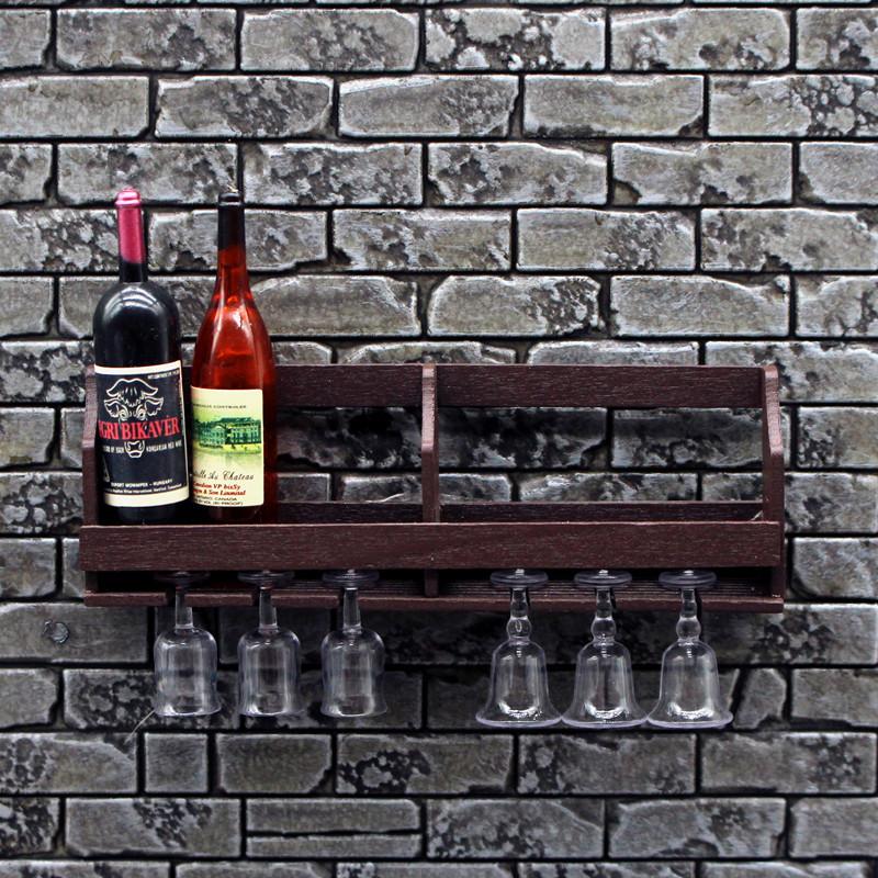 Home Bar Stand - 1 セットドールハウスシミュレーション壁掛けワインカップラックミニチュア吊り下げディスプレイモデルままごとおもちゃの装飾子供のギフト