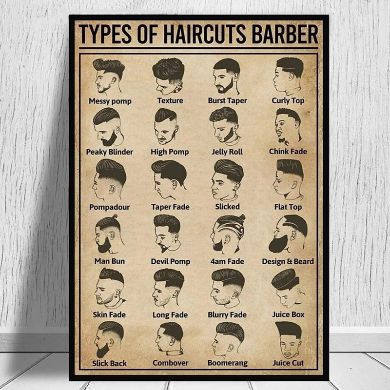 Home Barbershop - レトロなヘアカットの種類理髪師ポスターとプリントキャンバス絵画ヴィンテージ壁アート理髪店ルーム家の装飾ギフト