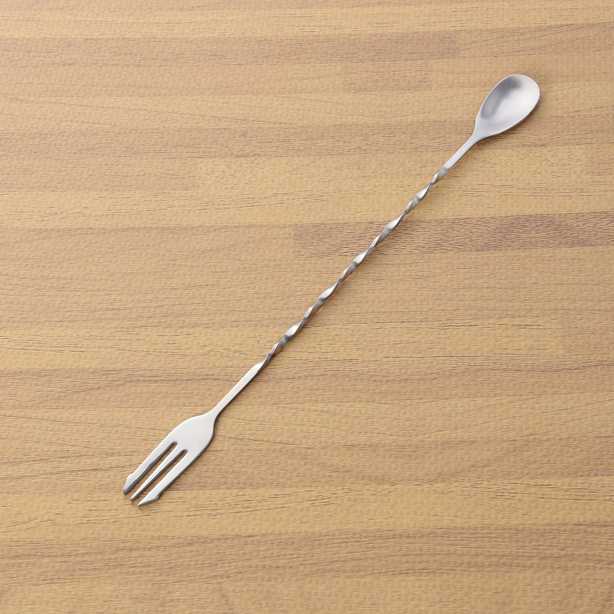 Bar Spoon Twisted - 26cm 304ステンレス製カクテルスプーン ミキシングフォーク ツイストスウィズルスティック バーツール 食洗機対応