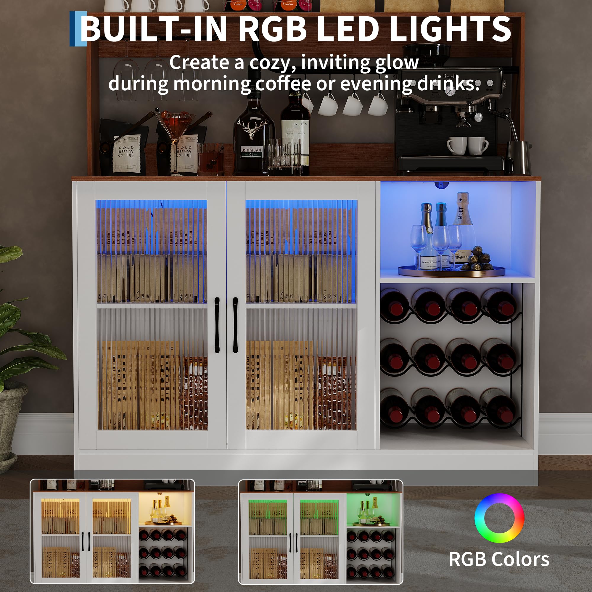LEDライト付きワインバーキャビネット、グラスホルダー、ワイ - Home Bar Setup のレビューと価格