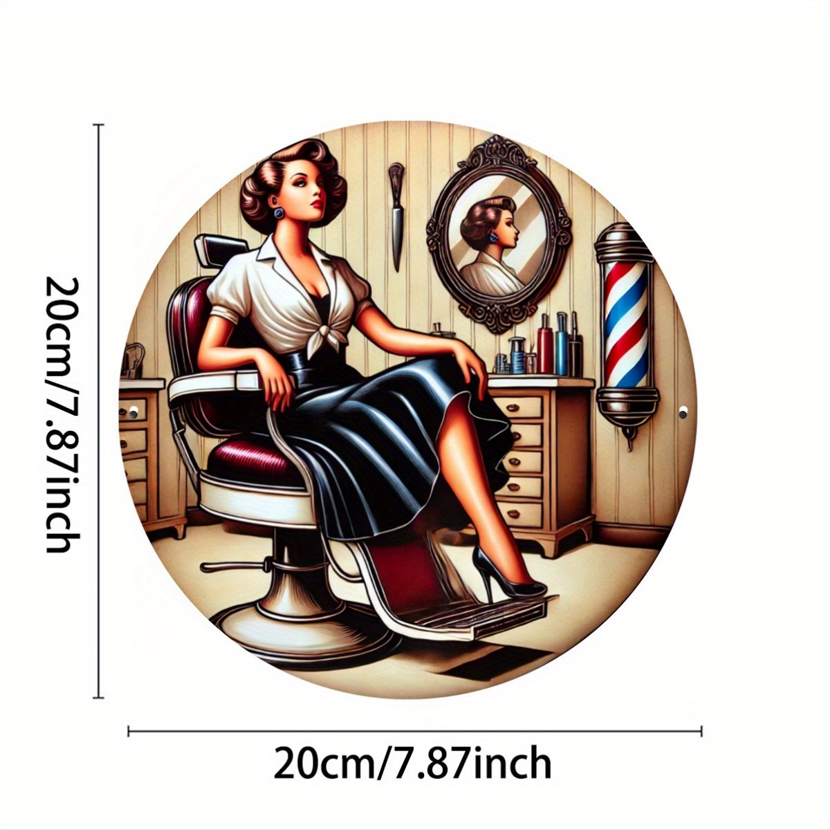 ヴィンテージ理髪店メタルサイン1枚、穴あけ済みの鉄製丸型ウォ - Home Barbershop のレビューと価格