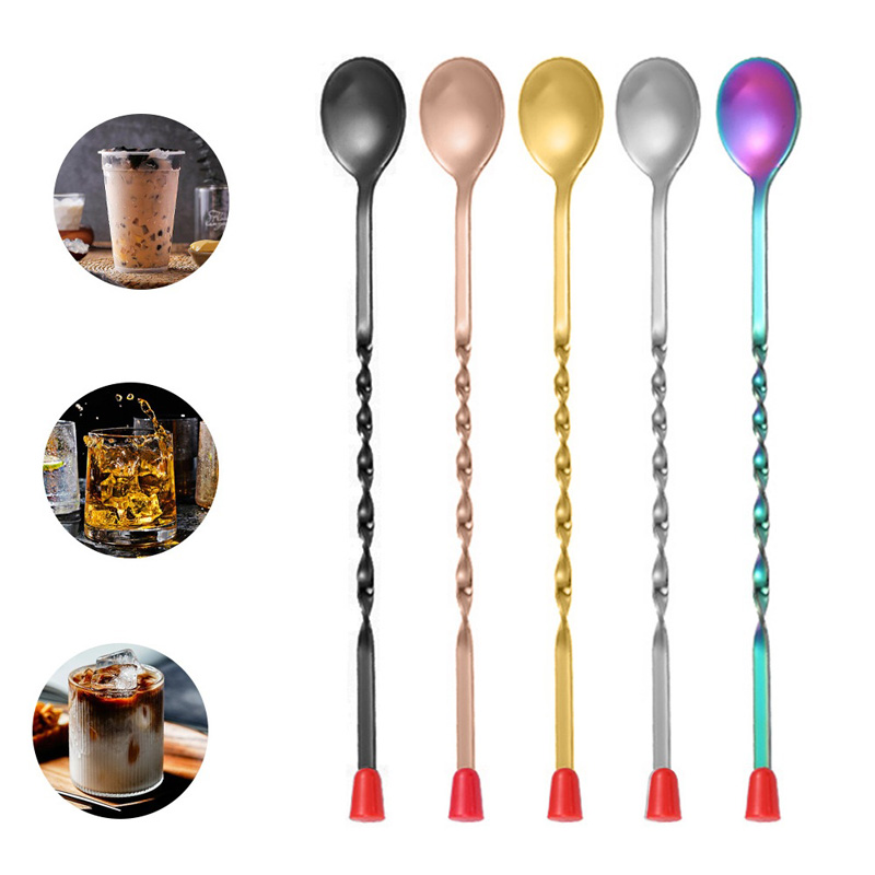 100 ピース/ロットステンレス鋼ツイストパターンバーロング - Bar Spoon Twisted のレビューと価格