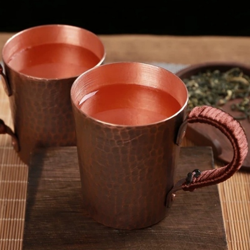 ヴィンテージ純銅コーヒーマグ、ハンマーテクスチャ織りハンドル - Mule Copper Mug のレビューと価格