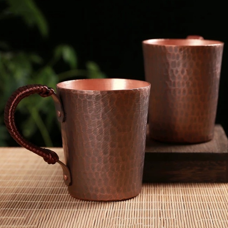 ヴィンテージ純銅コーヒーマグ、ハンマーテクスチャ織りハンドル - Mule Copper Mug のレビューと価格