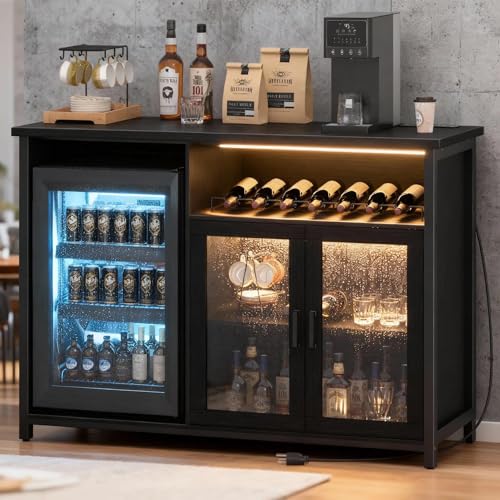 ミニ冷蔵庫付きワインバーキャビネット、ブラックコーヒーバーキ - Home Bar Setup のレビューと価格