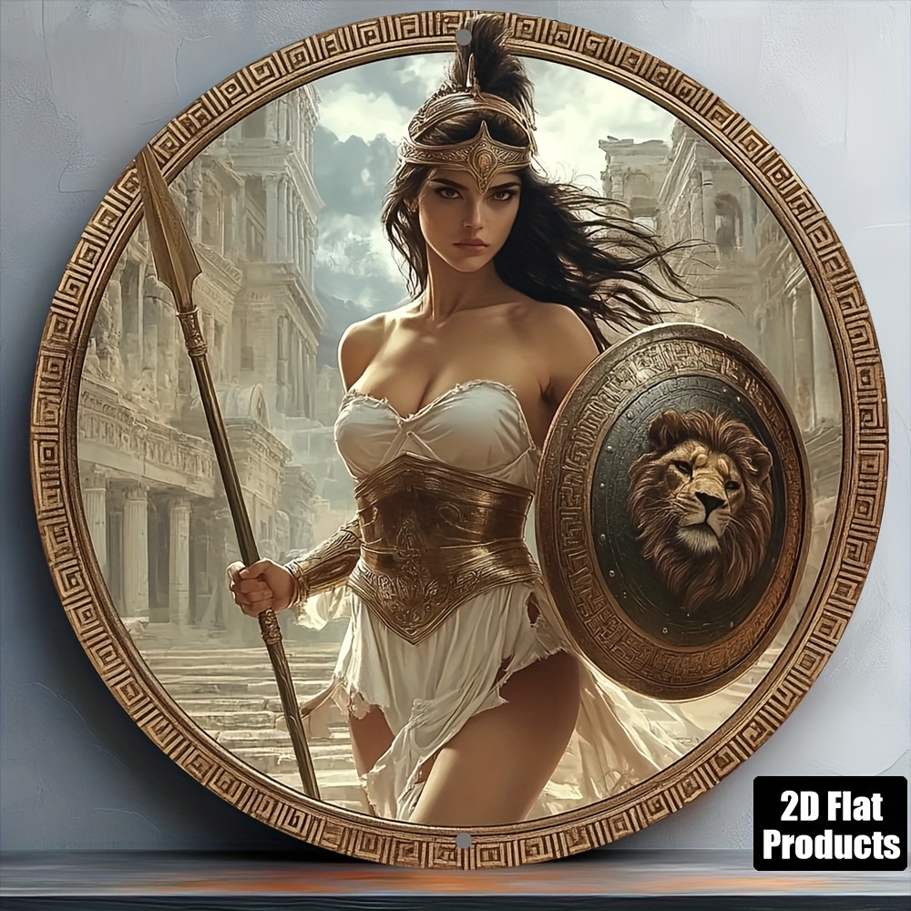 ヴィンテージギリシャ戦士ラウンドアルミニウムウォールアート8 - Home Bar Accessories のレビューと価格