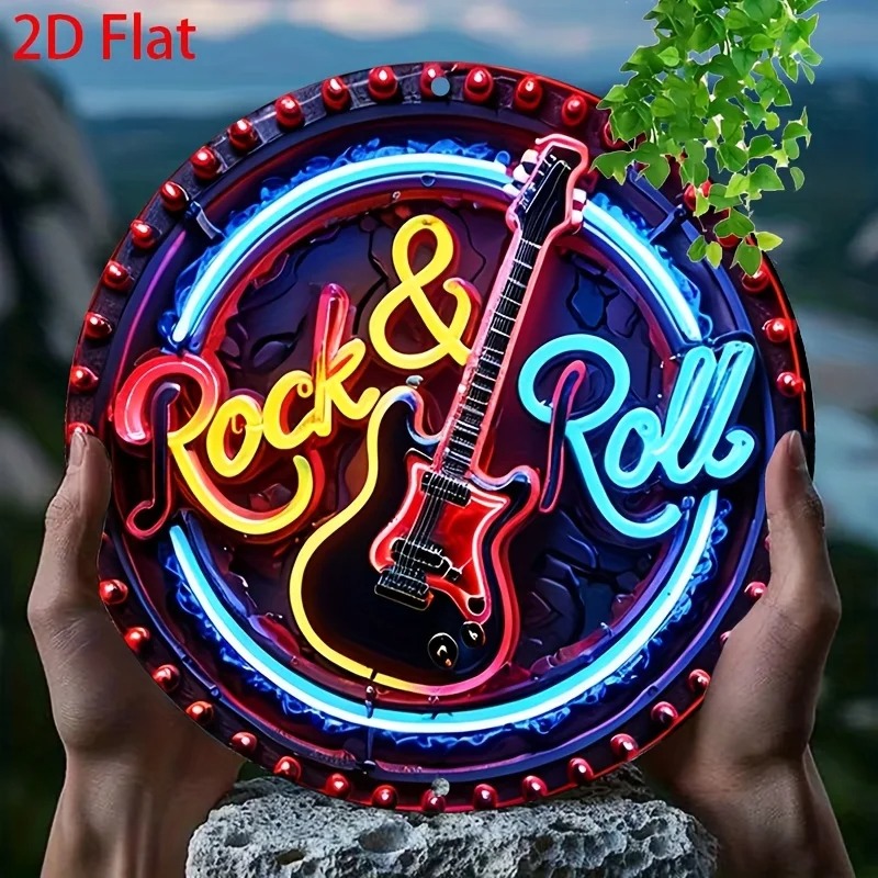 ヴィンテージロックネオンサイン、2Dフラットメタルアルミニウ - Home Bar Accessories のレビューと価格